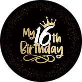 Schwarz 16 Geburtstag Party Gold Runden Hintergründe